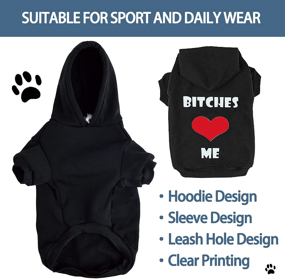 EXPAWLORER "Bitches Love ME Dog Hoodies Fleece Sweater Shirt Black Animals & Pet Supplies > Pet Supplies > Dog Supplies > Dog Apparel EXPAWLORER   