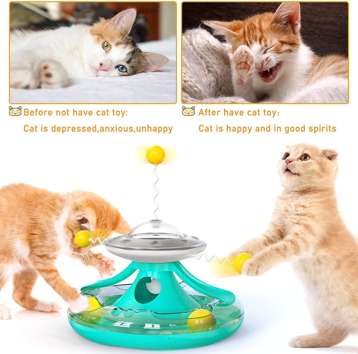 LEJGEQR Cat Toys for Indoor Cats - Funny Interactive Cat Toy with Circle Track Moving Balls Exercise Kitten Toy,Satisfies Cats Chasing Game,Leaking Food Windmill Cat Toy for Cats Kitten Animals & Pet Supplies > Pet Supplies > Cat Supplies > Cat Toys LEJGEQR   