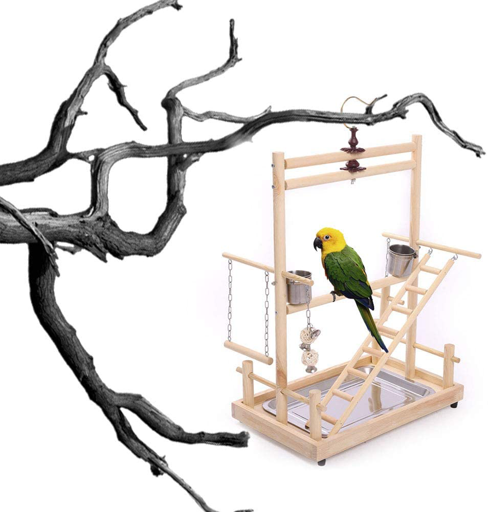 QBLEEV Bird'S Nest Bird Perches Play Stand Gym Parrot Playground Playgym Playpen Playstand Swing Bridge Tray Wood Climb Ladders Wooden Conure Parakeet Macaw Animals & Pet Supplies > Pet Supplies > Bird Supplies > Bird Gyms & Playstands QBLEEV   