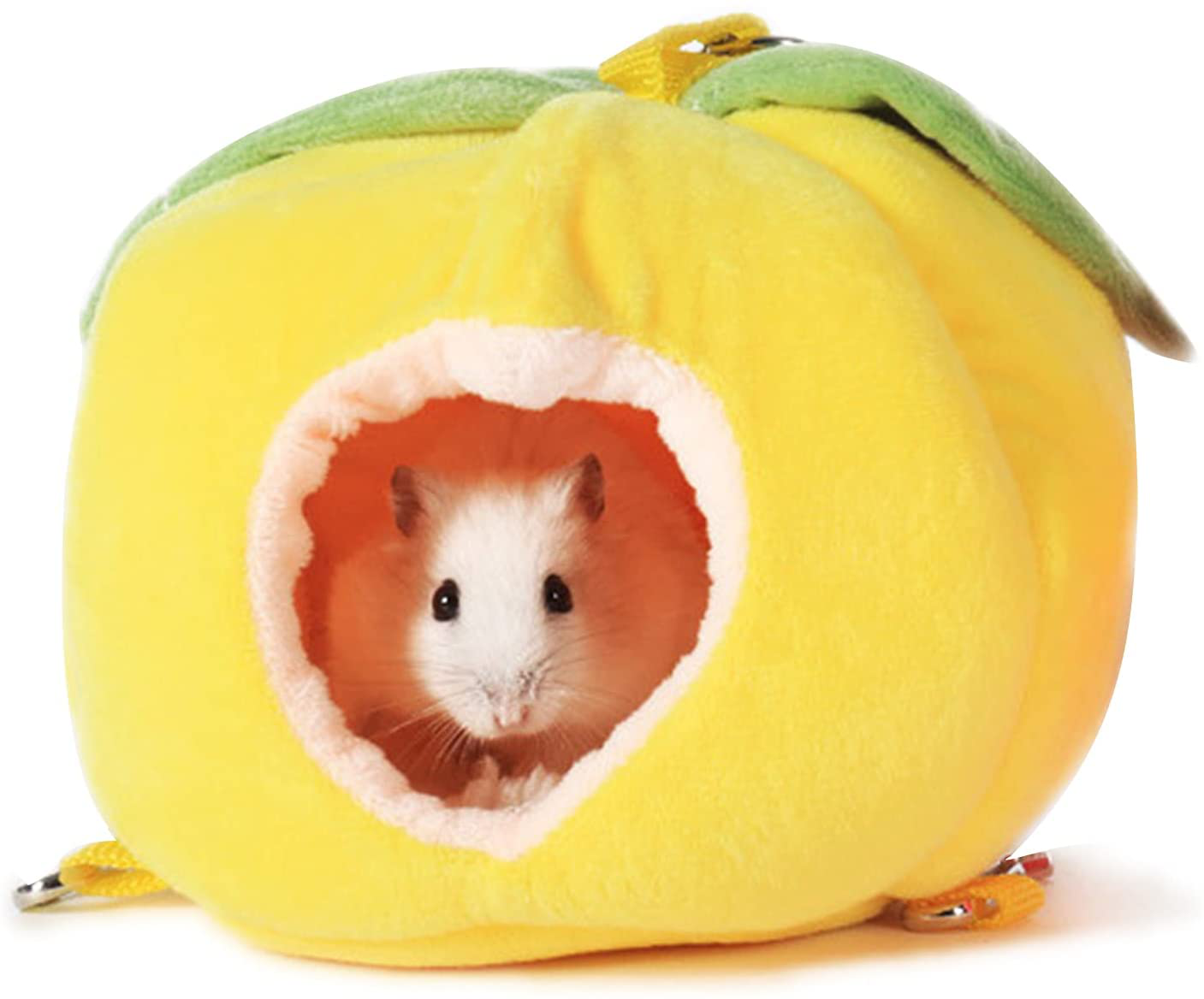 FUAMEY Small Animal Beds Winter Warm Cotton Nest, Hanging Sleeping Cave Cozy Portable Bag Tent for Guinea Pig Hamster Chinchilla, Removable Washable Mat Cage Accessories Animals & Pet Supplies > Pet Supplies > Small Animal Supplies > Small Animal Habitat Accessories FUAMEY Yellow  