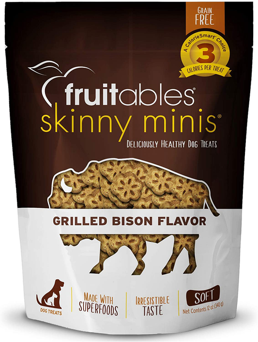 Fruitables Skinny Mini Dog Treats | Healthy Treats for Dogs | Low Calorie Training Treats | Free of Wheat, Corn and Soy Animals & Pet Supplies > Pet Supplies > Dog Supplies > Dog Treats Fruitables Grilled Bison 12 oz 