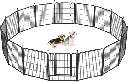 FXW Dog Playpen, Heavy Duty Dog Pen, Outdoor Indoor Dog Kennel 16/8 Panels 32-Inch Metal Dog Fence Cage Gate with Poles & Doors for Large Medium Small Dogs Pets Animals, Black Animals & Pet Supplies > Pet Supplies > Dog Supplies > Dog Kennels & Runs FXW   