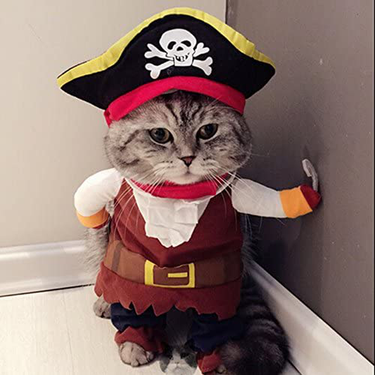 Idepet New Funny Pet Clothes Pirate Dog Cat Costume Suit Corsair Dressing up Party Apparel Clothing for Cat Dog plus Hat Animals & Pet Supplies > Pet Supplies > Cat Supplies > Cat Apparel Idepet X-Large  