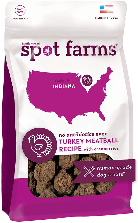 Spot Farms Turkey Meatball Recipe Healthy All Natural Dog Treats Human Grade Made in USA 12.5 Oz