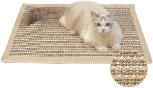 FUKUMARU Cat Scratcher Mat, 23.6 X 15.7 Inch Natural Sisal Cat Scratch Mats, Horizontal Cat Floor Scratching Pad Rug, Protect Carpets and Sofas Animals & Pet Supplies > Pet Supplies > Cat Supplies > Cat Furniture FUKUMARU Cream - Thicken  