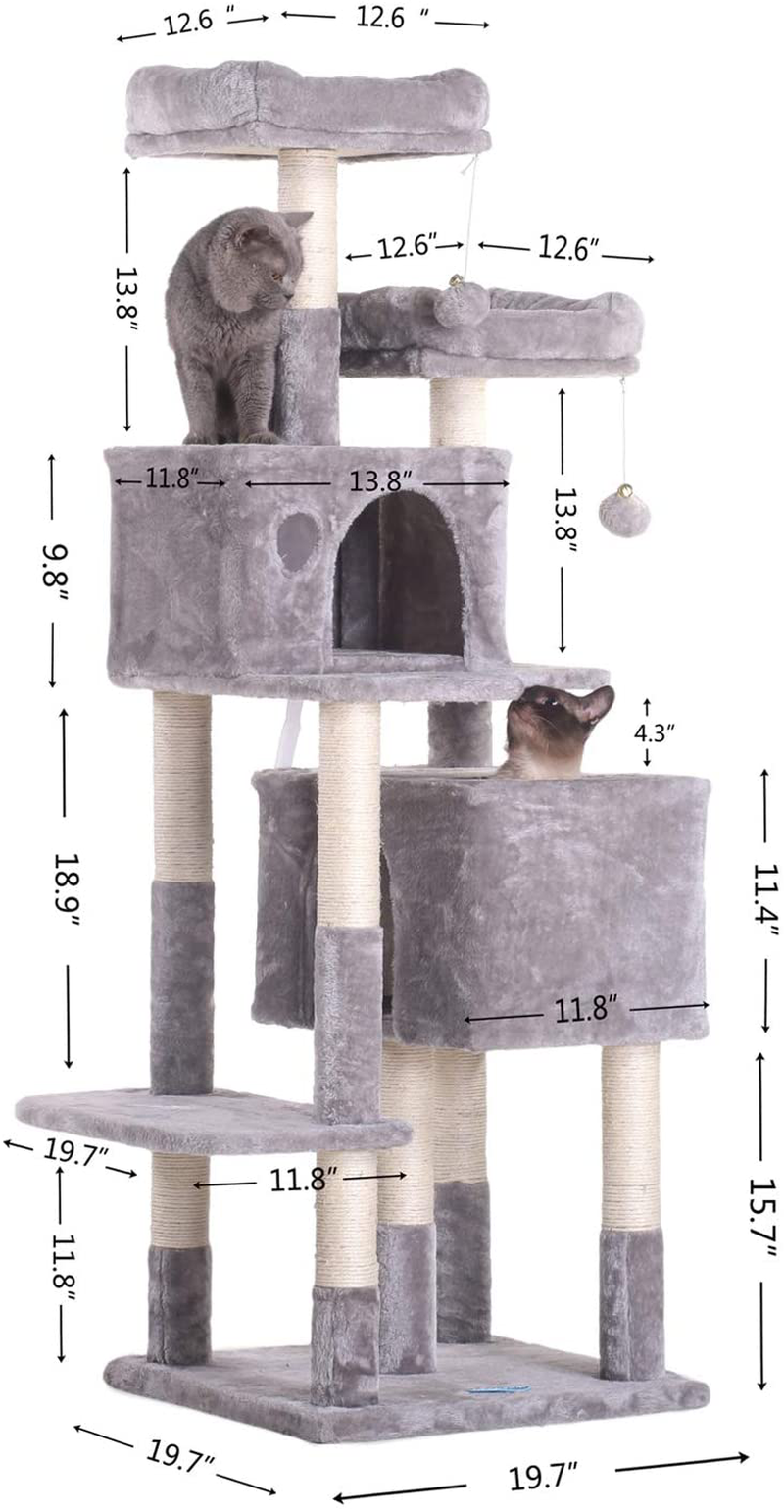 Hey-Brother 60 Inches Multi-Level Cat Tree Condo Furniture with Sisal-Covered Scratching Posts, 2 Plush Condos, 2 Plush Perches, for Kittens, Cats and Pets Animals & Pet Supplies > Pet Supplies > Cat Supplies > Cat Furniture Hey-brother   