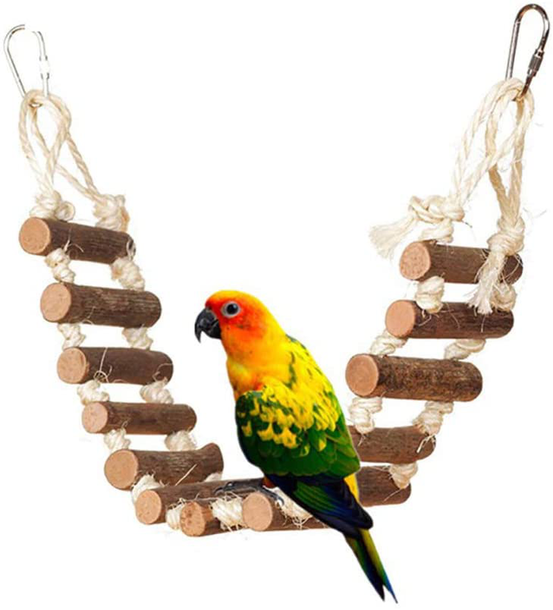 PIVBY Bird Rope Step Ladder Toy Bridge Cage Hammock Swing Toys for Parrot Parakeet Budgie Cockatiel Pack of 2 Animals & Pet Supplies > Pet Supplies > Bird Supplies > Bird Ladders & Perches PIVBY   