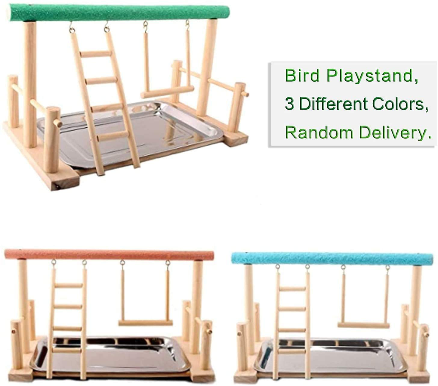 Echaprey Pet Parrot Playstand Bird Play Stand Playground Wood Perch Gym and Feeder Cups Ladder,Swing Toys, Include Tray Animals & Pet Supplies > Pet Supplies > Bird Supplies > Bird Gyms & Playstands Echaprey   