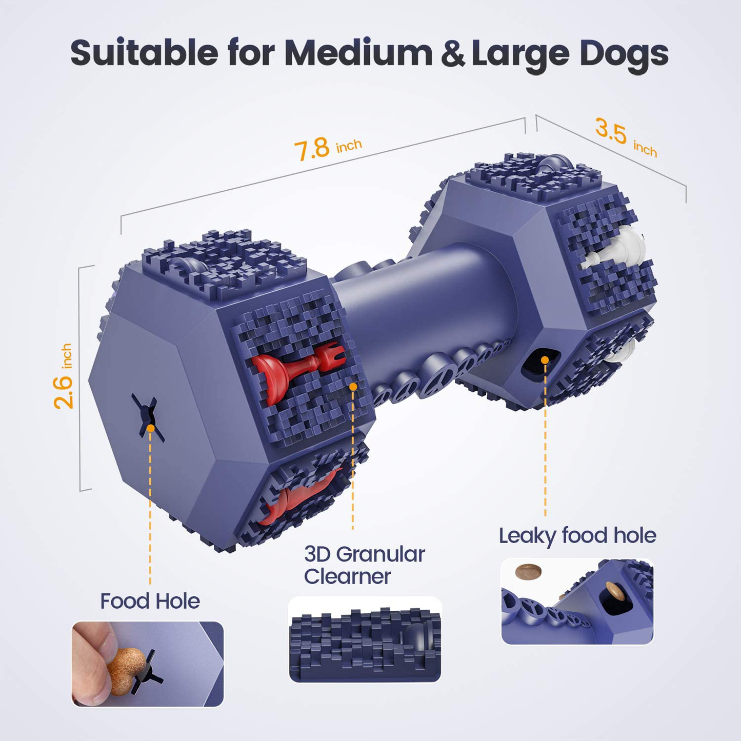 Indestructible Dog Toys for Large Aggressive Chewers, Interactive Durable Tough Chew Toy Gifts for Small Medium Dog Birthday,Natural Rubber Teething Toy for Puppy Breed with Dumbbell Shape