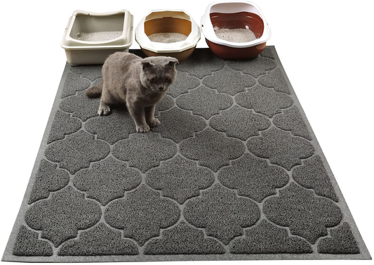 Cat Litter Mat, XL Super Size, Phthalate Free, Easy to Clean, 46X35 Inches, Durable, Soft on Paws, Large Litter Mat. Animals & Pet Supplies > Pet Supplies > Cat Supplies > Cat Litter Box Mats LittleTiger Grey  
