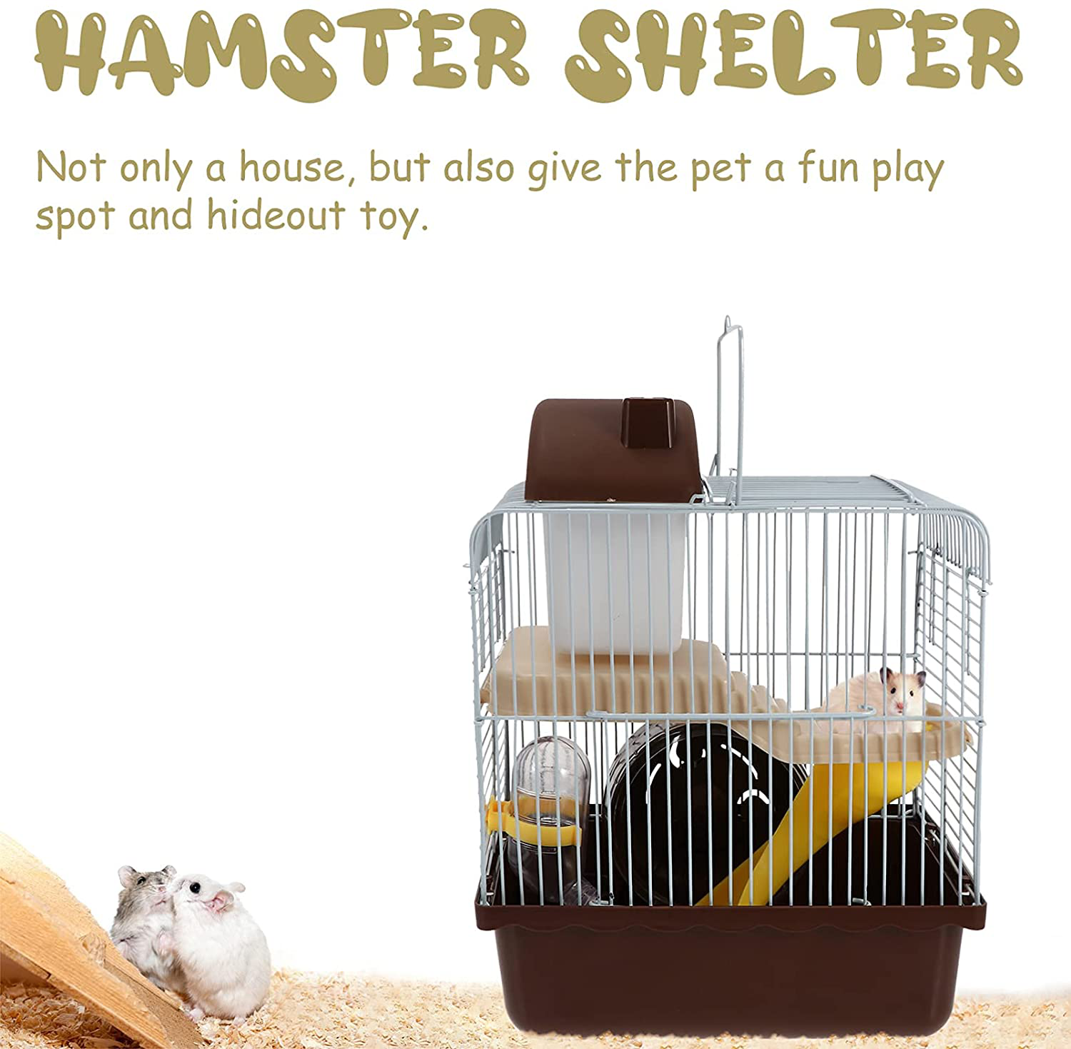 STOBOK Hamster Cage Portable Double Layer Wire Habitat Small Animal Critter House Cage Pet Playpen Activity Exercise Centre for Rodent Gerbil Mouse Mice Rat Accessories Coffee Animals & Pet Supplies > Pet Supplies > Small Animal Supplies > Small Animal Habitat Accessories STOBOK   