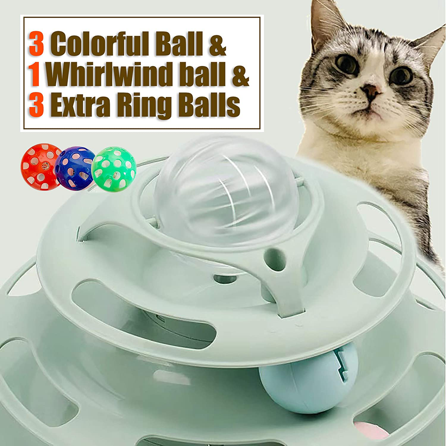 Beecute 2021 Upgrade Cat Roller Toy Towers Tracks Roller for Indoor Cats with 4 Colorful Balls & Cat Mouse Spring Teaser Interactive Multiple Kitten Fun Exercise Puzzle Toys Animals & Pet Supplies > Pet Supplies > Cat Supplies > Cat Toys BeeCute   