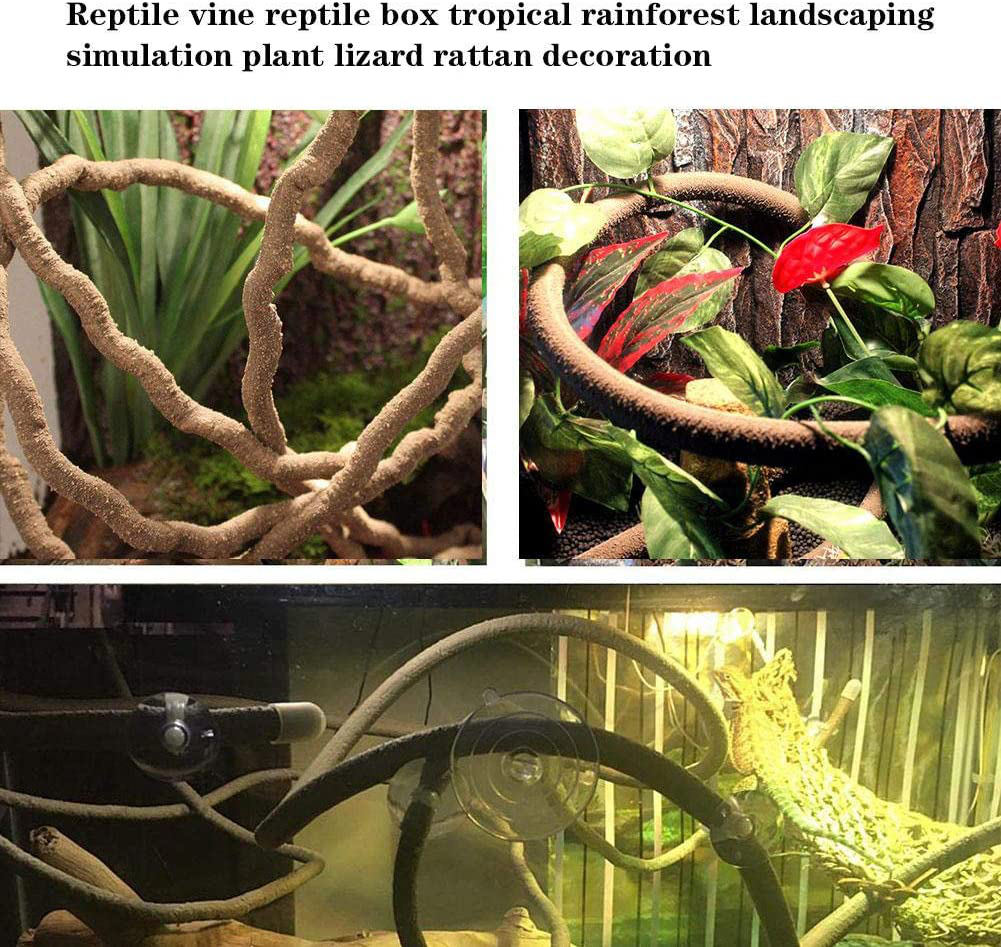 Bearded Dragon Hammock Reptile Jungle Vines Flexible Reptile Leaves with Suction Cups for Climbing Branches Habitat Terrariums Decoration Accessories Chameleon Lizards Gecko Frogs Snakes Animals & Pet Supplies > Pet Supplies > Reptile & Amphibian Supplies > Reptile & Amphibian Habitat Accessories Hamiledyi   