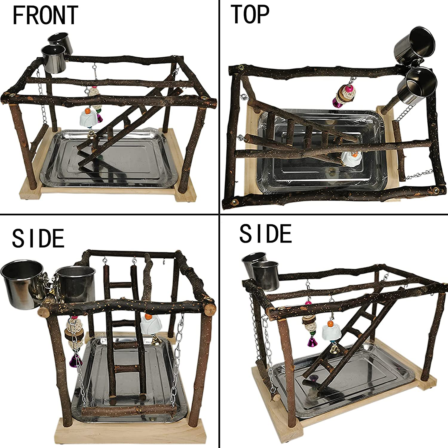 Tfwadmx Parrots Playstand Bird Play Gym Cockatiel Playground Wood Perch Stand Climb Swing Ladders Chewing Toys with Feeding Cups Exercise Activity Center for Conure Cockatiel Lovebirds Animals & Pet Supplies > Pet Supplies > Bird Supplies > Bird Gyms & Playstands Tfwadmx   