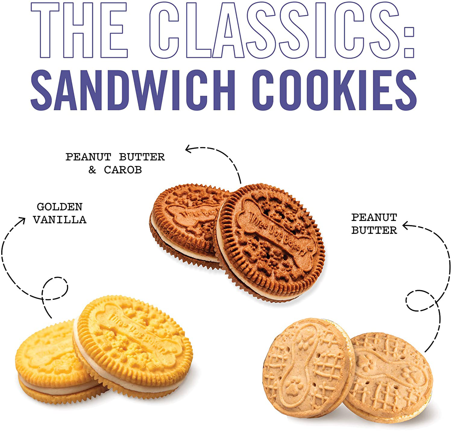 Three Dog Bakery Lick'N Crunch! Sandwich Cookies Variety Pack Premium Treats for Dogs, Carob/Peanut Butter, Golden/Vanilla, & Pupper Butters, 37.8 Ounces, 3-Pack Animals & Pet Supplies > Pet Supplies > Small Animal Supplies > Small Animal Treats Three Dog Bakery   