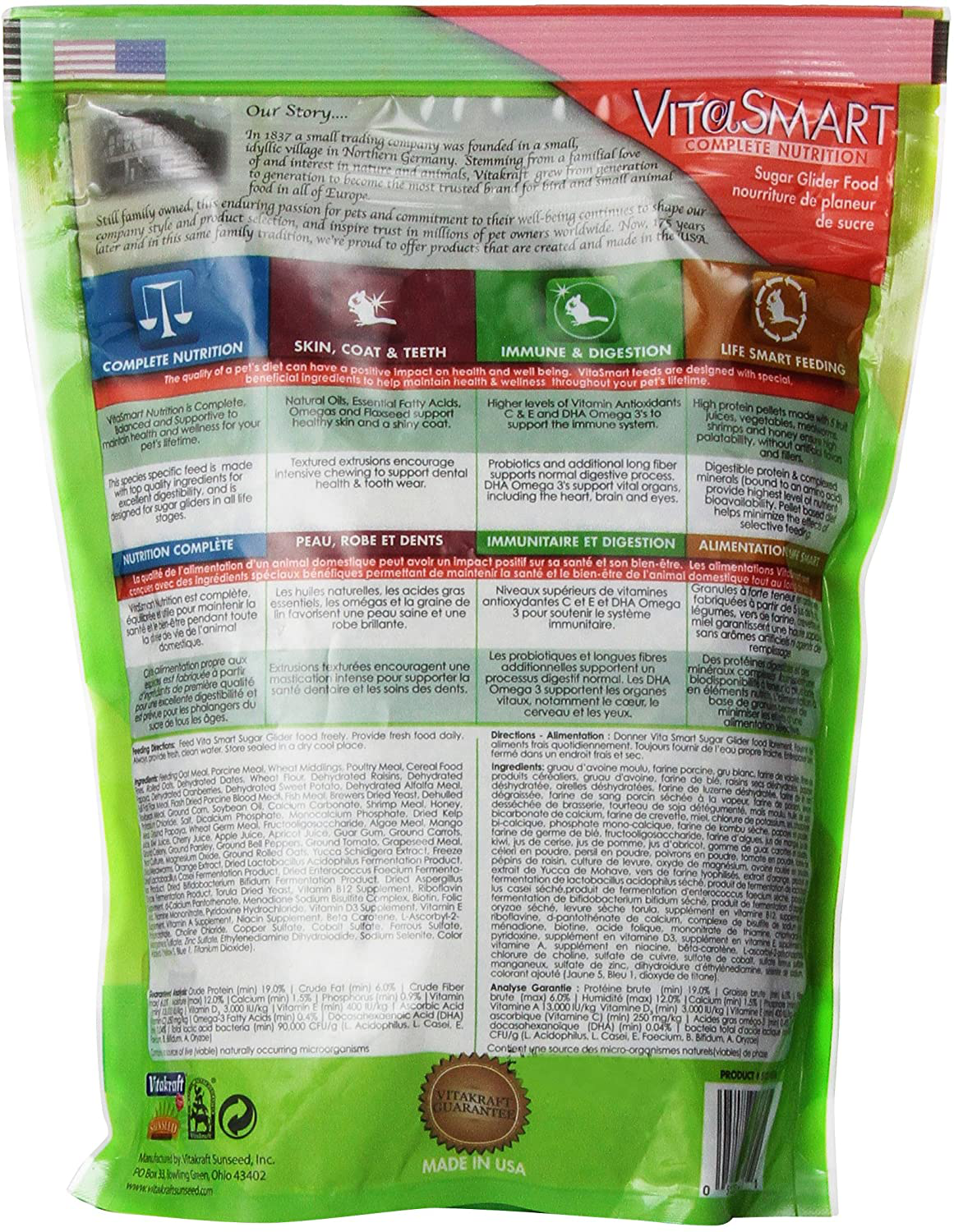 Vitakraft Vitasmart Sugar Glider Food - High Protein Formula, 28 Ounce