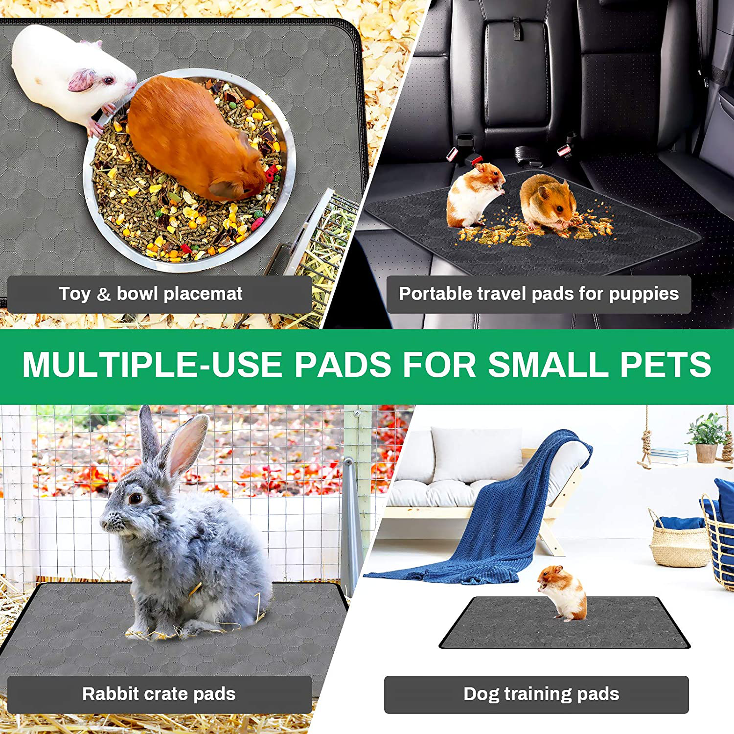 Allnice Guinea Pig Cage Liner 2 Pack Washable Guinea Pig Bedding 23.6 X 15.7In Guinea Pig Pee Pads Non-Slip Reusable Fast Absorbent Pee Pads for Hamsters, Rabbits, Chinchillas, Cats, Hedgehogs Animals & Pet Supplies > Pet Supplies > Small Animal Supplies > Small Animal Bedding Allnice   