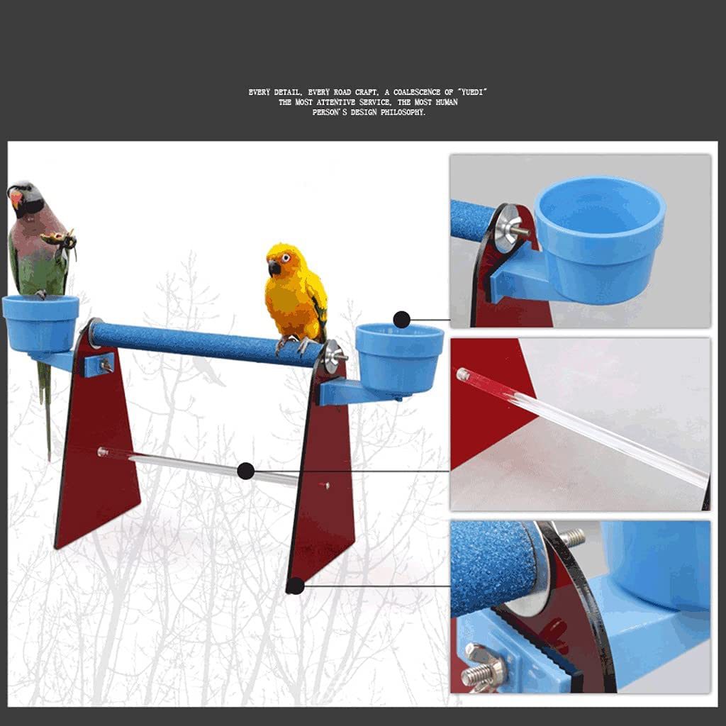 LEGU Birdcages Bird Playground with Rolling Stand Parrot Play Gym with Feeder Seed Cups Toys Exercise Play for Small/Medium-Sized Birds-Blue Birdcage Decor Animals & Pet Supplies > Pet Supplies > Bird Supplies > Bird Gyms & Playstands LEGU   