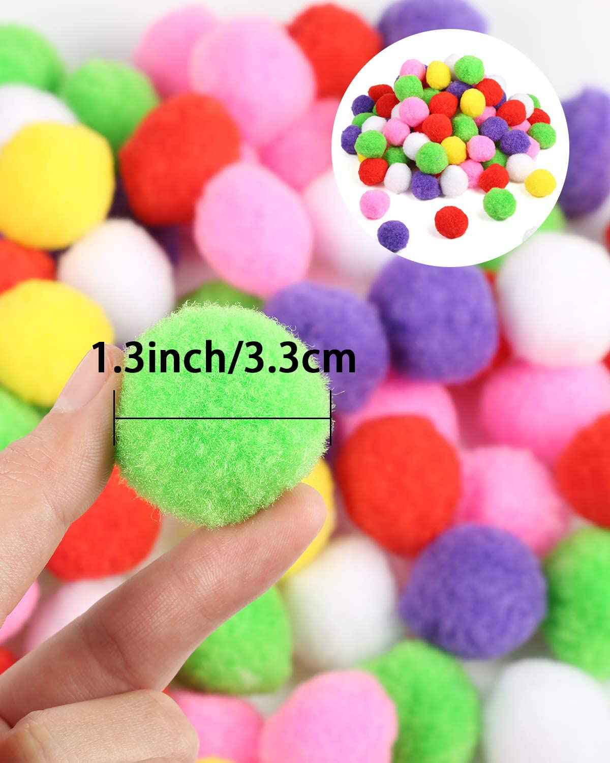 Caydo 100 Pieces 1.3 Inch Assorted Large Cat Toy Balls, Soft Kitten Pom Poms Ball for Cats to Play Animals & Pet Supplies > Pet Supplies > Cat Supplies > Cat Toys Caydo   