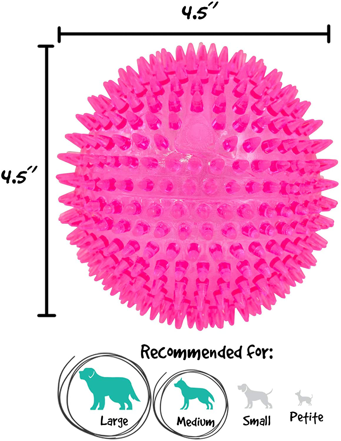 Gnawsome™ 4.5” Spiky Squeaker Ball Dog Toy - Extra Large, Cleans Teeth and Promotes Good Dental and Gum Health for Your Pet, Colors Will Vary Animals & Pet Supplies > Pet Supplies > Dog Supplies > Dog Toys Gnawsome   