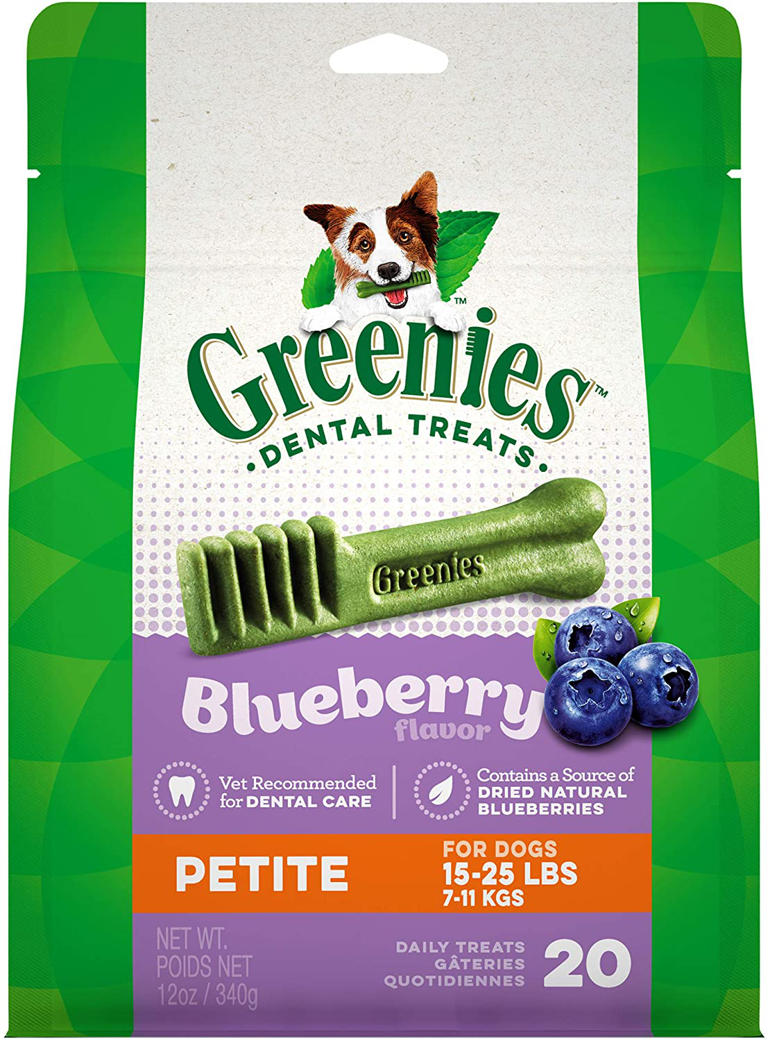 Greenies Blueberry Natural Dental Dog Treats, 12Oz Packs Animals & Pet Supplies > Pet Supplies > Dog Supplies > Dog Treats Greenies Petite Size (15-25 lb. dogs) 12 Ounce. 
