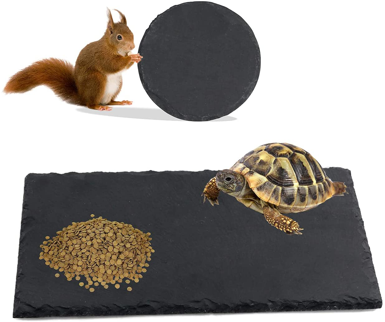 Linifar 2 Pack Reptile Basking Platform Rock, Tortoise Slate Feeding Dish & Food Bowl Resting Terrace Grinding Nail Habitat Accessories Supplies for Lizard Bearded Dragon Crested Gecko Chameleon Animals & Pet Supplies > Pet Supplies > Reptile & Amphibian Supplies > Reptile & Amphibian Habitat Accessories Linifar   