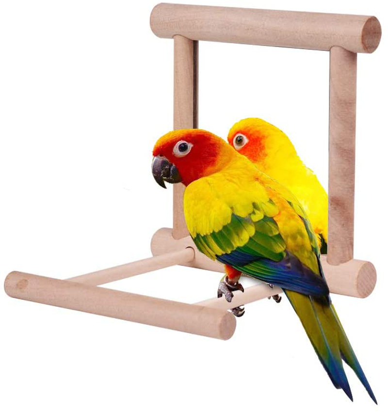 HAPPTYTOY Bird Toy for Parrot Parakeets Conures Cockatiels Cage Swing Wooden Fun Play Toy for Birds (Mirror) Animals & Pet Supplies > Pet Supplies > Bird Supplies > Bird Toys Сhewbo   