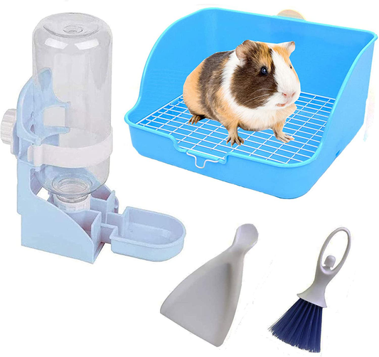 Rabbit Litter Box Small Animal Toilet Bunny Water Bottle 17Oz Hanging Water Fountain Automatic Dispenser Square Cage Bedding Box Rat Potty Trainer Corner Pet Pan for Guinea Pigs,Chinchilla,Ferret Animals & Pet Supplies > Pet Supplies > Small Animal Supplies > Small Animal Bedding Hamiledyi   