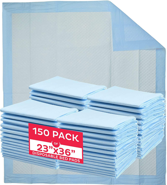 Chucks Pads Disposable [150-Pads] Underpads 23X36 Incontinence Chux Pads Absorbent Fluff Protective Bed Pads, Pee Pads for Babies, Kids, Adults & Elderly | Puppy Pads Large for Training Leak Proof Animals & Pet Supplies > Pet Supplies > Dog Supplies > Dog Diaper Pads & Liners A WORLD OF DEALS   