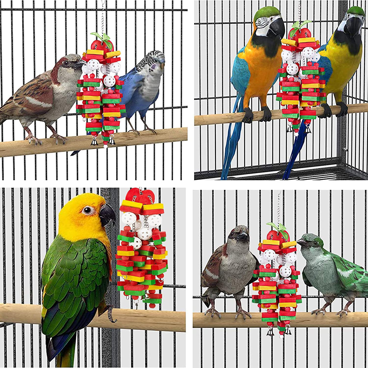 MQ Bird Toys Parrot Toys with Nature Wood Bird Chewing Toys for Small and Medium Birds, Best Toys for African Grey, Parakeets, Amazon Parrots, Finch, Budgie, Cockatiels, Conures and Love Birds Animals & Pet Supplies > Pet Supplies > Bird Supplies > Bird Toys MQ   