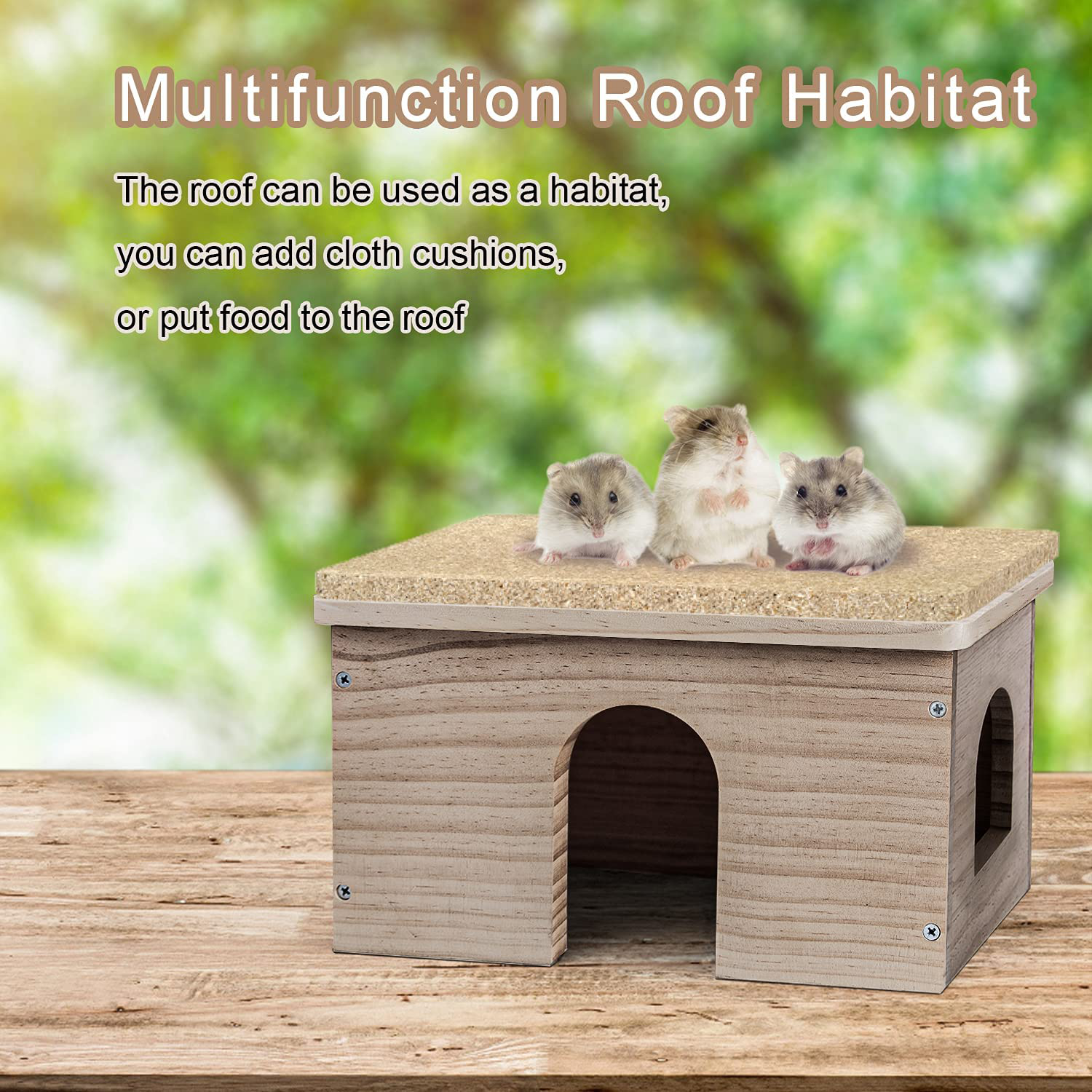 Guinea Pigs Wood House with Window, Small Animals Hut Hideout, Natural Habitat Cage for Guinea Pigs, Hamsters, Chinchillas Animals & Pet Supplies > Pet Supplies > Small Animal Supplies > Small Animal Habitats & Cages GIRVEM   