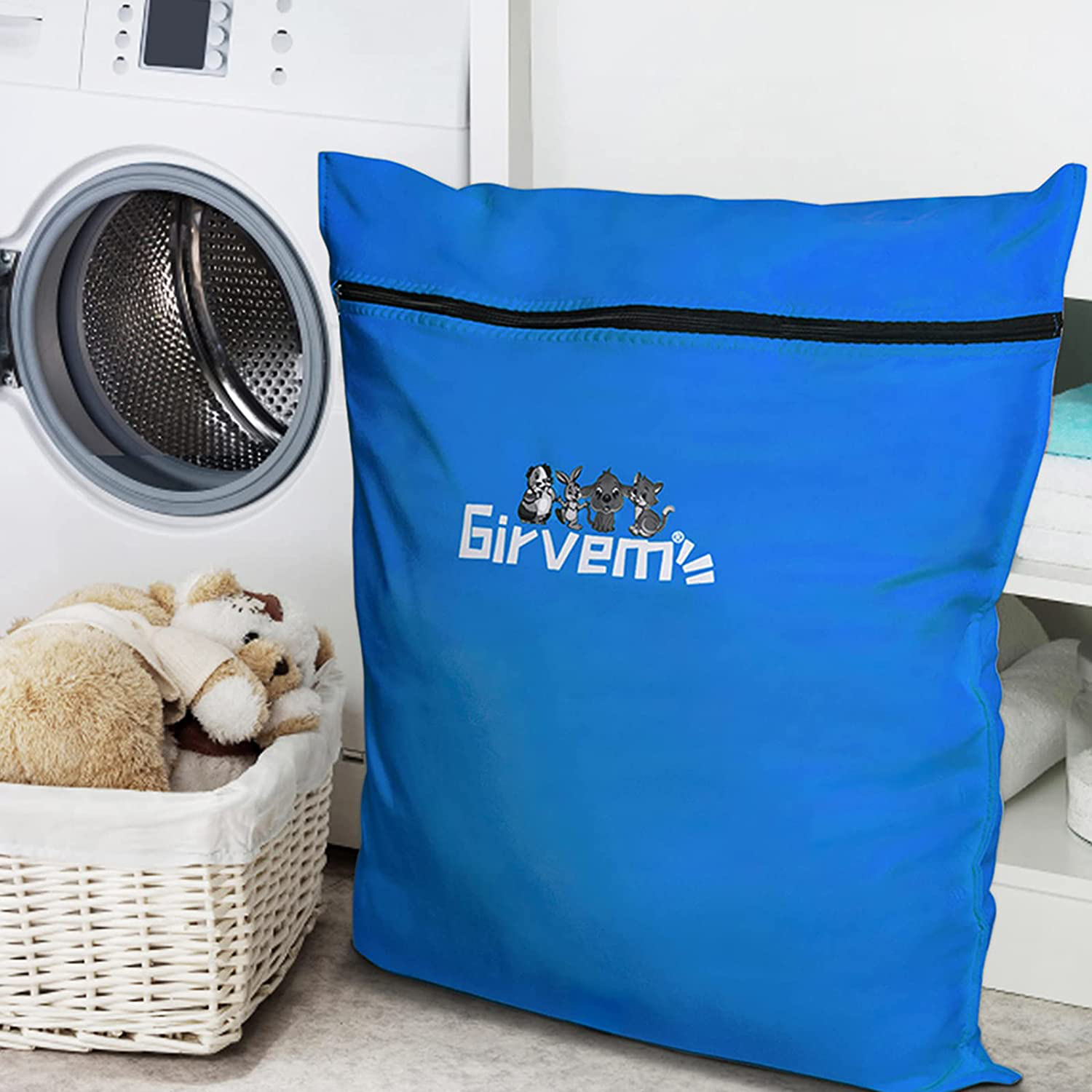 Pet Laundry Bag to Stops Pet Hair Blocking the Washing Machine Pet Laundry Helper for Guinea Pigs, Rabbits, Small Animal Fleece Bedding, Midwest Cage Liners, C&C Cage Liners, and More, Blue Animals & Pet Supplies > Pet Supplies > Small Animal Supplies > Small Animal Bedding GIRVEM Blue  