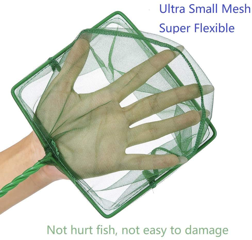 Laojbaba Green Fine Mesh Net Aquarium Fishing Net with Plastic Handle – KOL  PET