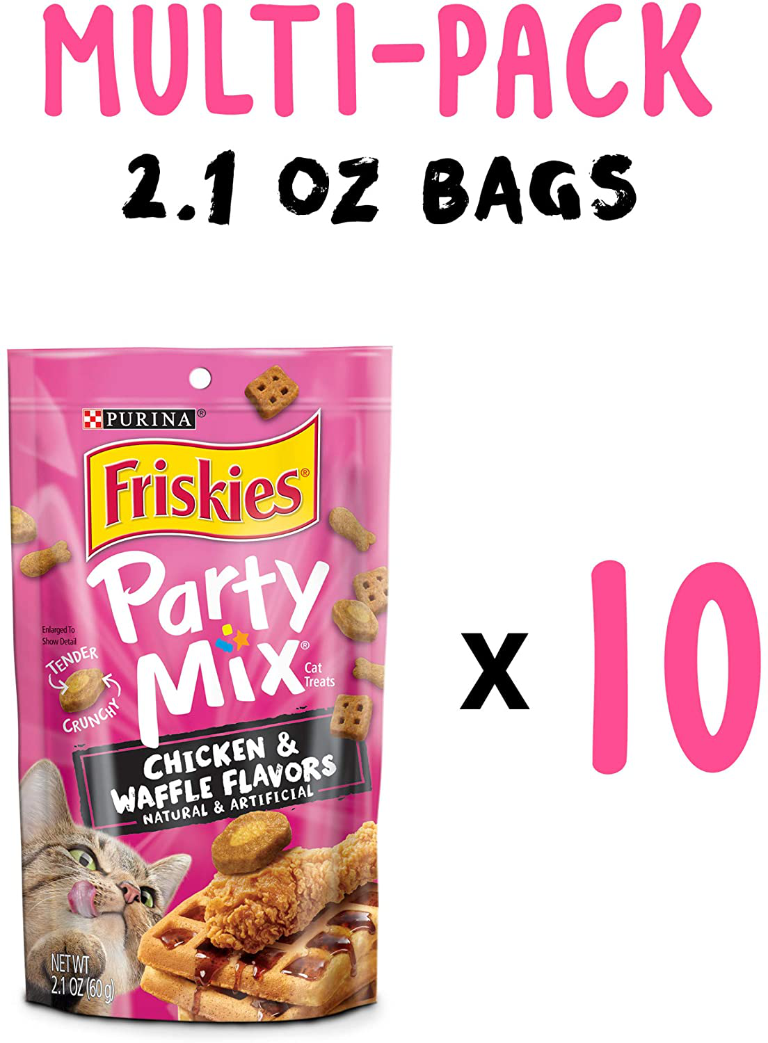 Purina Friskies Party Mix Cat Treats, Chicken & Waffle, 2.1 Ounce (Pack of 10) Animals & Pet Supplies > Pet Supplies > Cat Supplies > Cat Treats Purina Friskies   