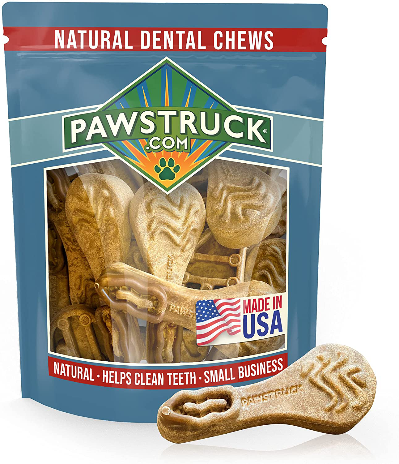 Natural Dental Treats for Dogs, 15-Pack Dog Breath Freshener Chews, Made in USA Teeth Cleaning Treat, Canine Oral Health Dental Care Sticks, Dental Chews for Large Dogs or Medium Breeds and Puppies Animals & Pet Supplies > Pet Supplies > Dog Supplies > Dog Treats Pawstruck Large (30+ lb Dogs) - 30 pack  