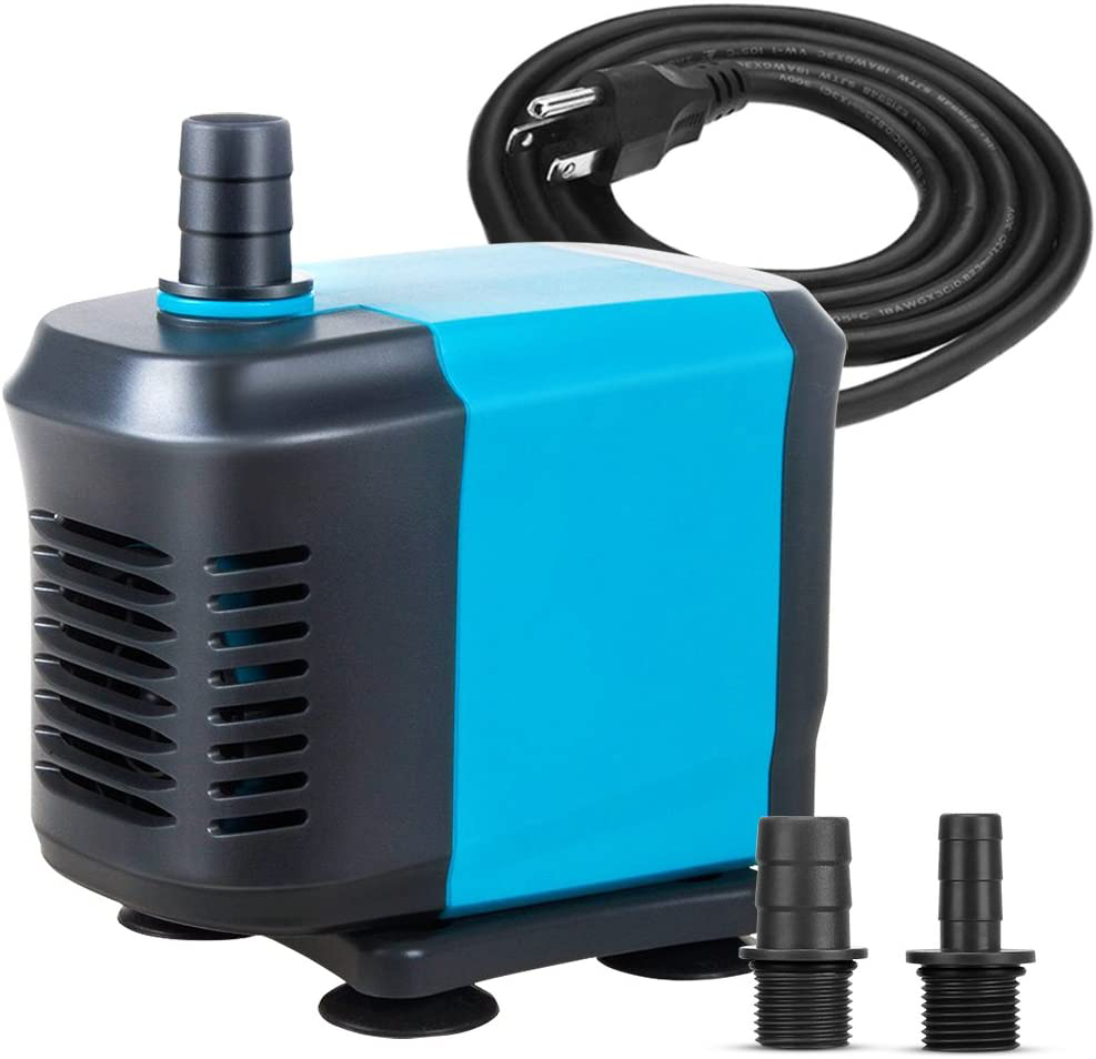 KEDSUM 550GPH Submersible Water Pump(2500L/H,40W), Ultra Quiet Submersible Pump with 5Ft High Lift, Fountain Pump with 6.5Ft Power Cord, 3 Nozzles for Fish Tank, Pond, Aquarium, Statuary, Hydroponics