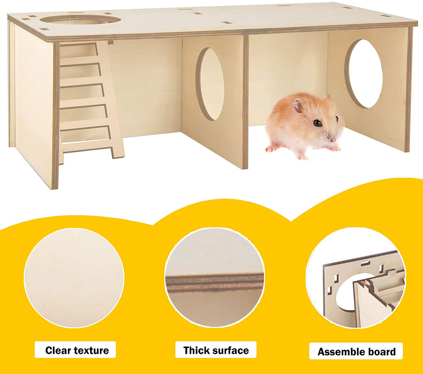 Originalidad Hamster Secret Peep Shed 2-Chamber Hideout & Tunnel Exploring Toys Detachable Habitat House for Guinea Pigs, Hamsters, Chinchillas