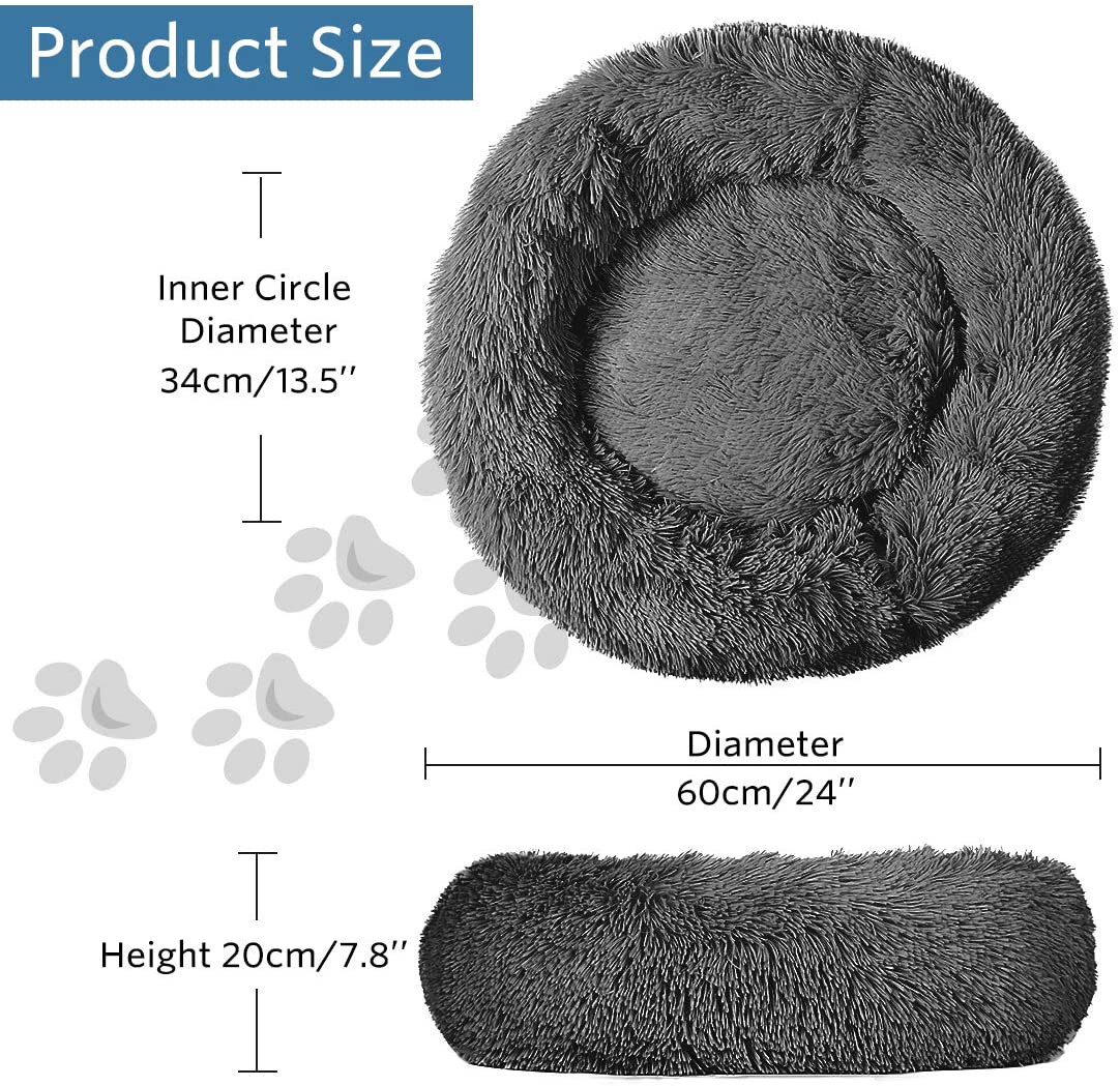 Mojonnie Donut Cat Bed, round Faux Fur Cat Bed Soft Plush Pet Cushion Bed Self-Warming Sleeping Bed for Cats Winter Pets Puppy Indoor Pet round Nest Animals & Pet Supplies > Pet Supplies > Cat Supplies > Cat Furniture Mojonnie   