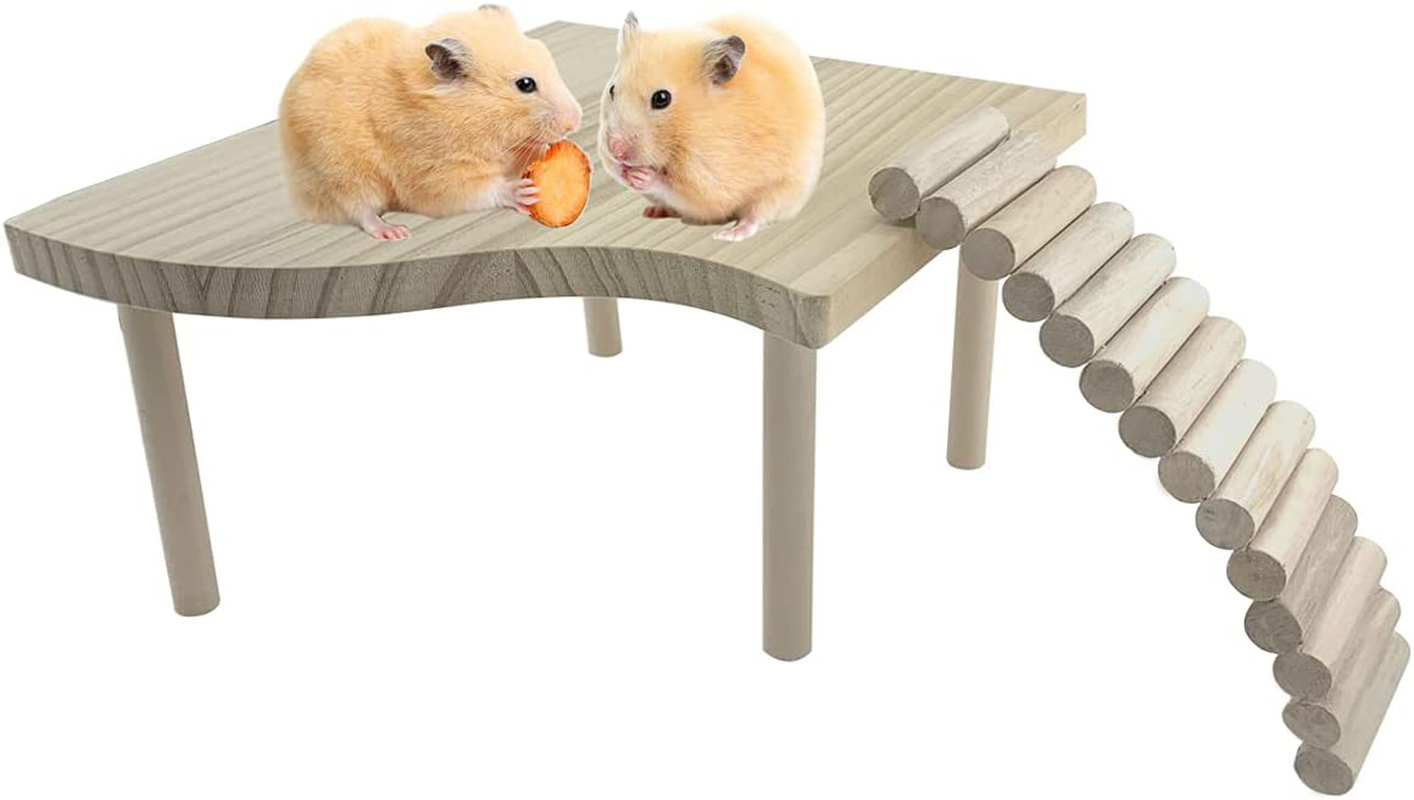 Vehomy 2PCS Hamster Stand Platform Toys Small Pet Wooden Platform with Pillars Rodent Ladder Bridge Rat Climbing Chew Toy Cage Accessories for Hamster Squirrel Gerbil Chinchilla Parrot and Bird Animals & Pet Supplies > Pet Supplies > Bird Supplies > Bird Cages & Stands Vehomy   