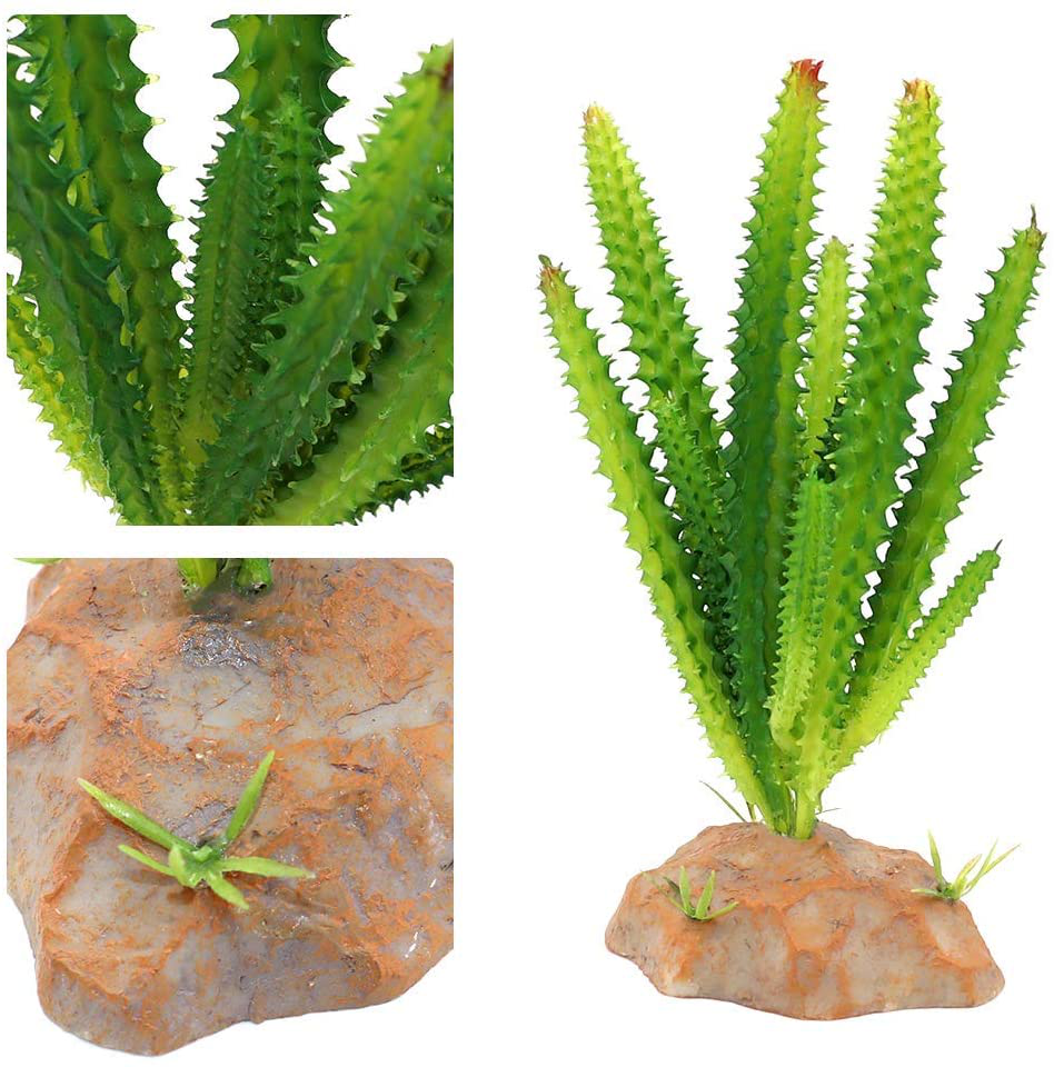 SLSON Reptile Plants Terrarium Decor Cactus Plastic Plant Ornament for Lizard Gecko Bearded Dragon Habitat Decoration Animals & Pet Supplies > Pet Supplies > Reptile & Amphibian Supplies > Reptile & Amphibian Habitat Accessories SLSON   