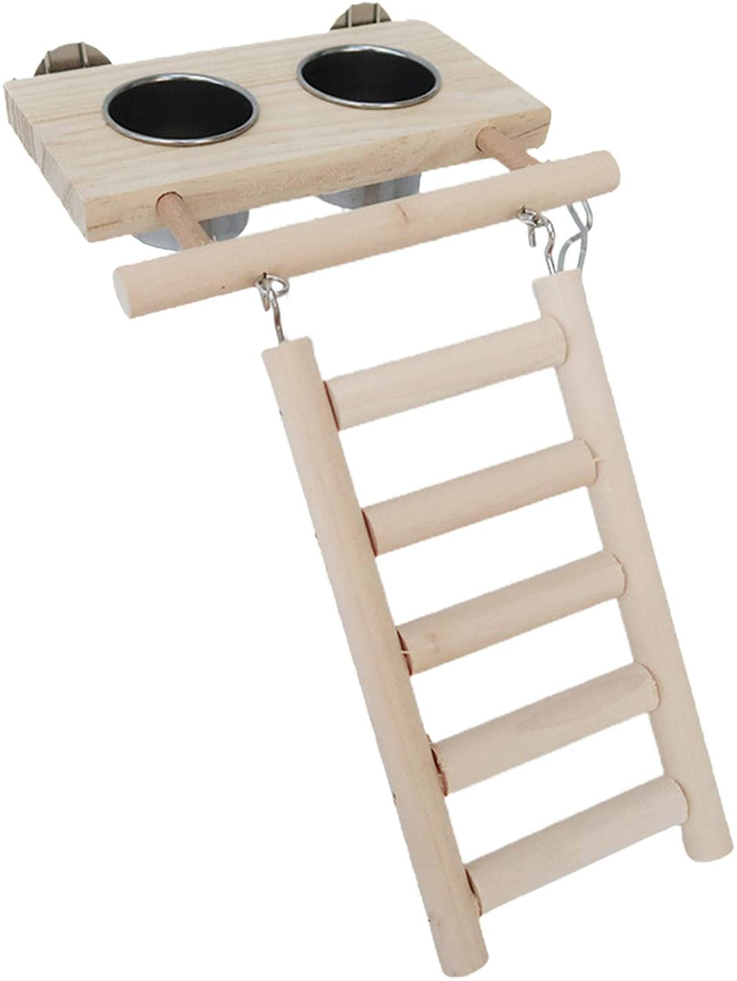 Gazechimp Pet Play Stand for Birds-Parrot Playstand Bird Cockatiel Playground Wood Perch Gym Climbing Ladder Feeder Cups Toys Exercise Play Gift