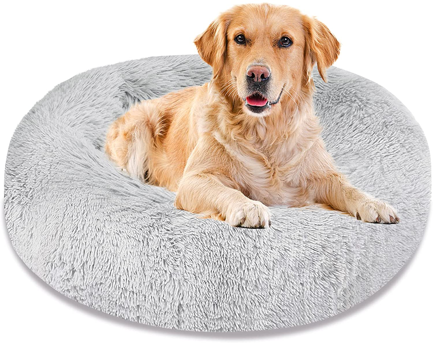 Dog Bed & Cat Bed, Calming Anti-Anxiety Donut Dog Cuddler Bed, Machine Washable round Pet Bed, Comfy Faux Fur Plush Dog Cat Bed for Small Medium Large Dogs and Cats