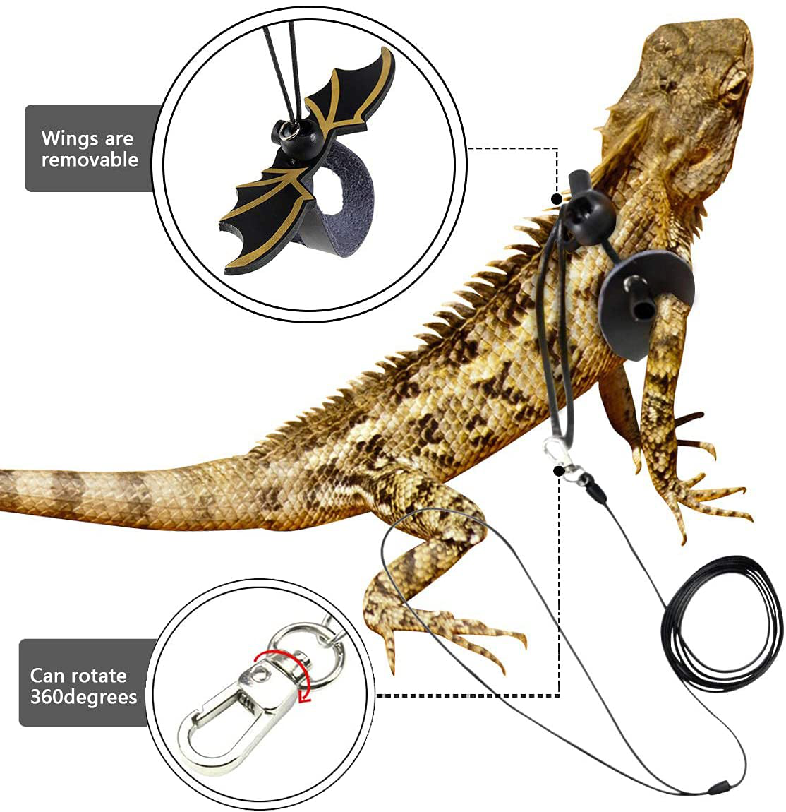 G.CORE Bearded Dragon Leash and Harness Adjustable Leather Wings Costume Carrier from Baby to Juvenile Lizard Iguana Gecko Chameleon Hamster Ferret Reptile Walking Leash S M L 3 Pack Animals & Pet Supplies > Pet Supplies > Reptile & Amphibian Supplies > Reptile & Amphibian Substrates G.CORE   