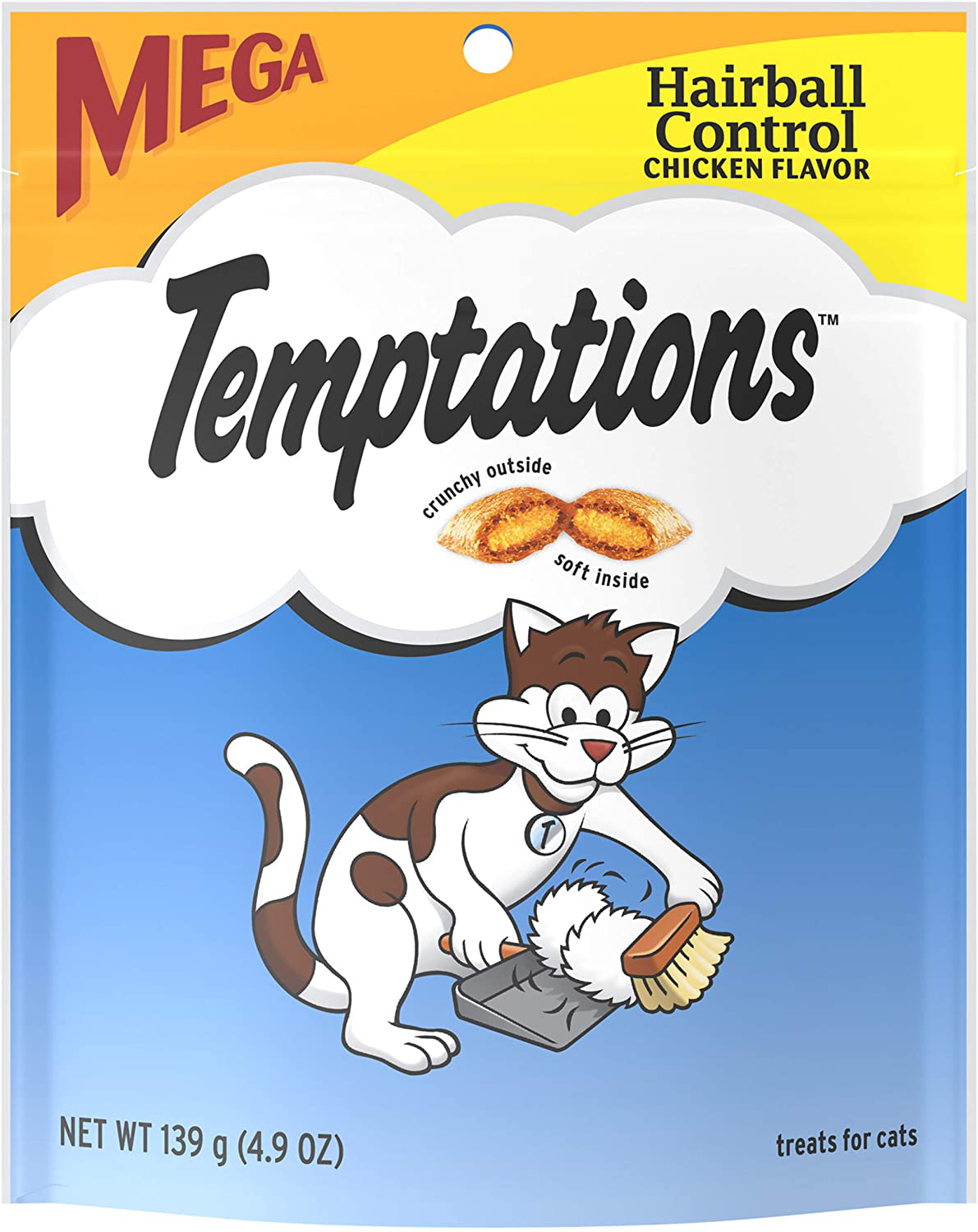 TEMPTATIONS Hairball Control Cat Treats, Chicken Flavor