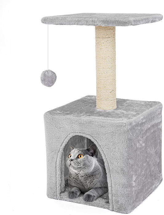 Teodty Cat Tree, 24" Cat Tower for Indoor Cats, Multi-Level Cat House Condo, Scratching Posts, Cat Climbing Stand with Toy for Medium Small Kittens Play Rest Animals & Pet Supplies > Pet Supplies > Cat Supplies > Cat Beds Teodty   