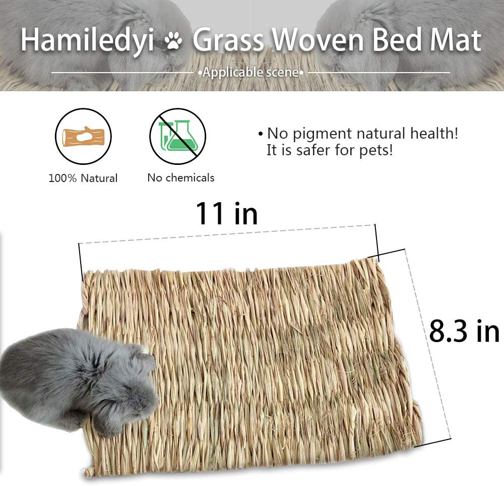 Grass Mat Woven Bed Mat for Small Animal 5 Grass Mats Bunny Bedding Nest Chew Toy Bed Play Toy for Guinea Pig Parrot Rabbit Bunny Hamster Rat Animals & Pet Supplies > Pet Supplies > Small Animal Supplies > Small Animal Bedding Hamiledyi   