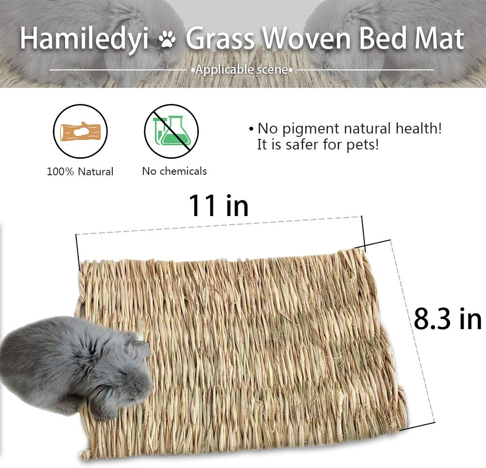 Grass Mat Woven Bed Mat for Small Animal 5 Grass Mats Bunny Bedding Nest Chew Toy Bed Play Toy for Guinea Pig Parrot Rabbit Bunny Hamster Rat