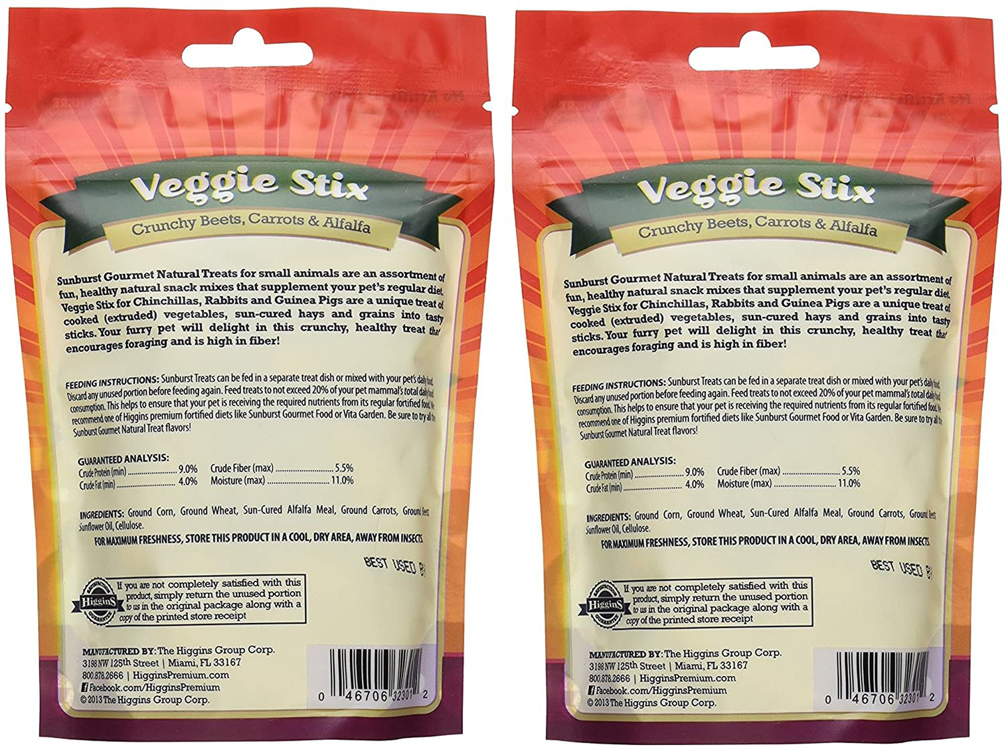 Higgins Sunburst Veggie Stix Gourmet Treats for Guinea Pigs, Rabbits & Chinchillas, 8 OZ Animals & Pet Supplies > Pet Supplies > Small Animal Supplies > Small Animal Treats Higgins   