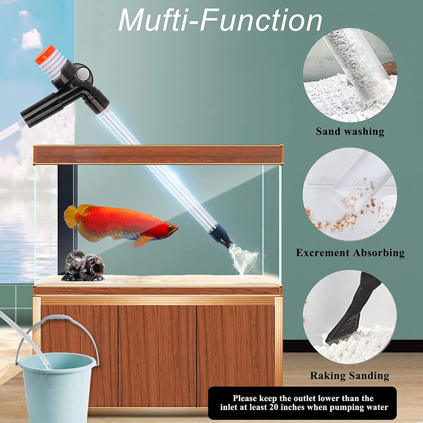 Hachtecpet Aquarium Gravel Vacuum Cleaner: Quick Fish Tank Siphon Cleaning with Algae Scrapers Air-Pressing Button Water Changer Kit for Water Changing | Sand Cleaner Animals & Pet Supplies > Pet Supplies > Fish Supplies > Aquarium Gravel & Substrates Hachtecpet   