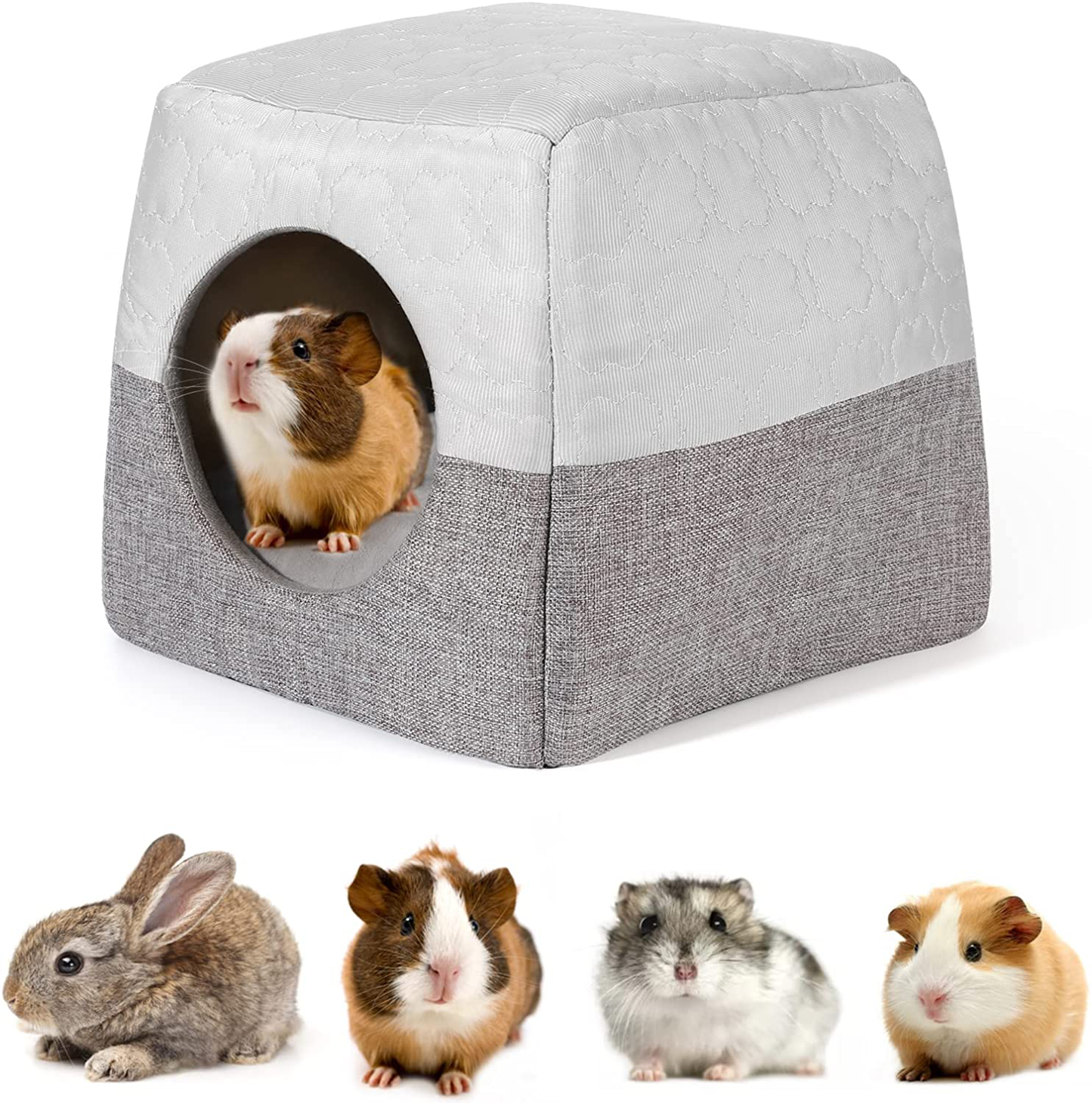 Vavopaw Guinea Pig Bed, 3-In-1 Small Animal Pets Houses Habitats Beds Warm Bunny Cave Cage Accessory for Small Pets Hamster Chinchilla Ferret Rabbit Hedgehog Squirrel Animals & Pet Supplies > Pet Supplies > Small Animal Supplies > Small Animal Habitat Accessories VavoPaw Gray  